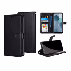 DLH ETUI FOLIO NOIR PORTE CARTES AVEC RABAT POUR SAMSUNG GALAXY A21s, Folio, Samsung, Samsung Galaxy A21s (SM-A217), Noir