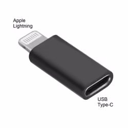 DLH ADAPTATEUR APPLE LIGTHNING (MALE) VERS USB-C (FEMELLE), LIGTHNING (M), USB-C (F), Noir