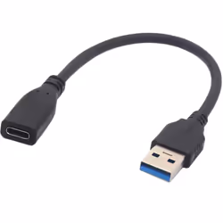 DLH CABLE ADAPTATEUR USB-C (F) VERS USB-A (M) - Longueur 22.5cm, USB-C, USB-A, 0,225 m, Noir