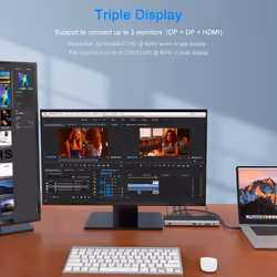 DLH STATION D'ACCUEIL USB-C 4K TRIPLE AFFICHAGE AVEC POWER DELIVERY 100W - 2x DisplayPort / 1x HDMI - Vue supplémentaire 5