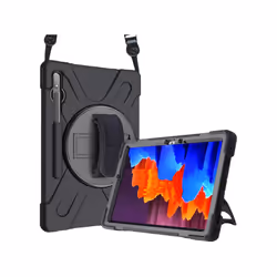 DLH Coque renforcée avec emplacement stylet, bandoulière, poignée rotative et pied support pour SAMSUNG Galaxy Tab S7 FE (SM- ...