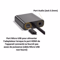 DLH ADAPTATEUR HDMI MALE VERS VGA FEMELLE AVEC PORT AUDIO (Jack) - 1920x1080 / 60Hz - Longueur 24cm - Noir