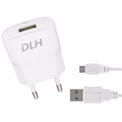 DLH CHARGEUR SECTEUR USB 5W AVEC CABLE MICRO USB, Intérieure, Secteur, 5 V, 1 A, Blanc