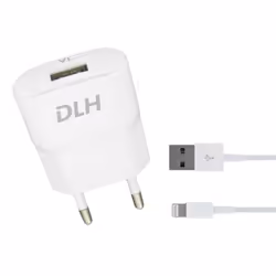 DLH CHARGEUR SECTEUR USB 5W AVEC CABLE APPLE LIGHTNING POUR IPHONE, Intérieure, Secteur, 1 A, 1 m, Blanc