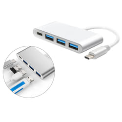 DLH HUB USB-C 4 PORTS : 3 x USB-A ET 1 x USB-C PD