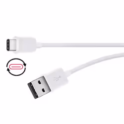 DLH CABLE USB-A VERS USB-C BLANC 1M 3A, Blanc, USB A, USB C, 1 m, Mâle, Mâle
