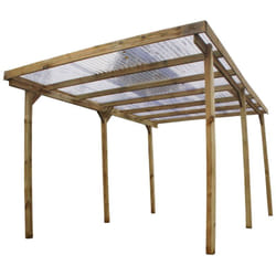 Carport autoportant en bois traité autoclave et toit en pvc 3x5m 15 m²