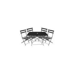 Ensemble repas Bistrot dépliant métal - Table + 4 Chaises - Noir - Chalet&jardin