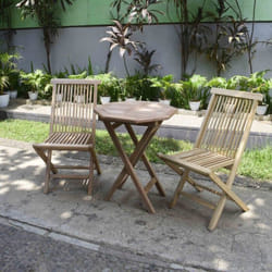 Ensemble de Balcon Teck - 2 chaises et table pliante octogonale