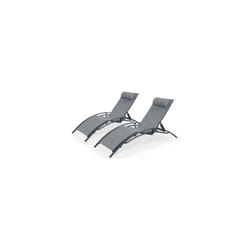 Lot de 2 bains de soleil Monaco en aluminium - Gris anthracite - Chalet&jardin