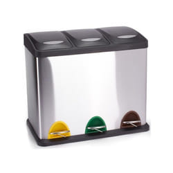 MSV 3700281003536 poubelle 8 L Rectangulaire Acier inoxydable Noir, Acier inoxydable