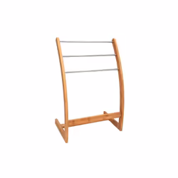 MSV Porte Serviettes Bambou 3 Barres Acier Inox & Bambou, 570 mm, 350 mm, 850 mm
