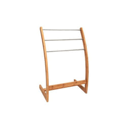 MSV Porte Serviettes Bambou 3 Barres Acier Inox & Bambou