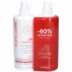 Baume Émollient - Topicrem - Lot de 2 x 500ml - Peaux sensibles - Sans parfum - Huile de lin