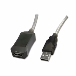 Connectland 0107053, 5 m, USB A, USB B, USB 2.0, Mâle/Femelle, Noir, Argent