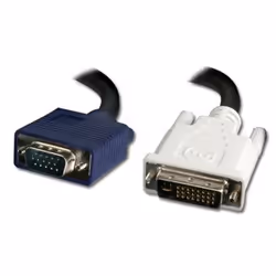 Connectland VGA-DVI-15HD-MM-5M, 5 m, DVI-I, VGA (D-Sub), Mâle, Mâle, Noir, Bleu, Blanc
