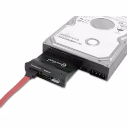 Connectland 0301518 changeur de genre de câble 2x SATA IDE/PATA, 4-pin FDD power Noir