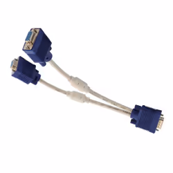 Connectland CL-CAB32001, 0,12 m, VGA (D-Sub), 2 x VGA (D-Sub), Mâle, Femelle, Bleu, Blanc