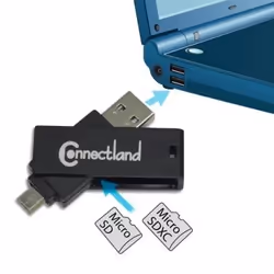 Lecteur de cartes MICRO SD et MICRO SDXC pour smartphone OTG 808-BK CONNECTLAND - Noir
