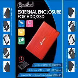 Boîtier Externe - USB3 - Aluminium - 2.5’’ SATA - Sans Vis - SuperSpeed 5 Gbps