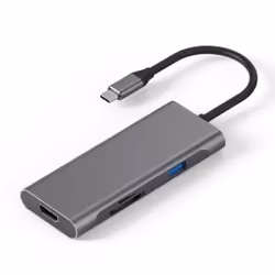 Connectland Adaptateur USB-C 7 en 1 (HDMI 4K -Lecteur SD-Lecteur SD/TF -USB C PD - 3 USB A/F ) en Aluminium