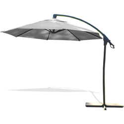 Malaga - Parasol avec pied excentré en acier et toile grise Dcb Garden