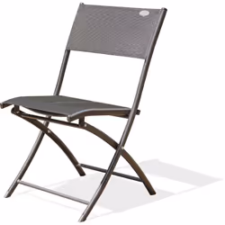 Chaise de jardin pliante en aluminium et toile plastifiée noire. DIMENSIONS L 46 x l 40 x H 82 cm Hauteur sol-assise : 42 cm