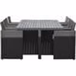 Ensemble repas de jardin encastrable - Noir - Résine tressée et plateau aluminium - 8 places - PVC-8-ALU-N - DCB GARDEN
