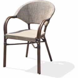 Description générale Le fauteuil de jardin Ushuaia est un modèle empilable élégant, conçu en aluminium marron et recouvert de ...