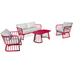 APOLLINE - Salon de jardin 4 places en aluminium framboise - CITY GARDEN