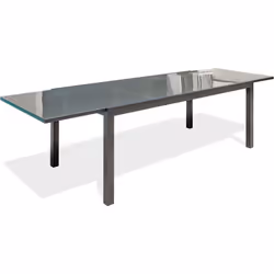 Description générale La table de jardin Tolede est conçue en aluminium gris anthracite avec un plateau en verre, alliant élég ...