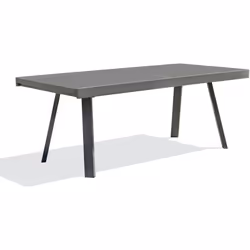 Table de jardin en aluminium gris anthracite avec rallonge manuelle intégrée. Plateau aluminium avec fines striures. DIMENSIO ...