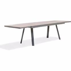 Table de jardin en aluminium et céramique avec rallonge intégrée gris anthracite. DIMENSIONS L 200/300 x l 96 x H 76 cm