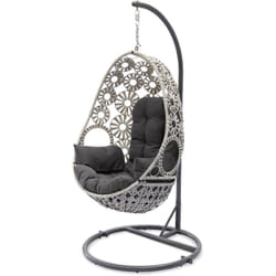 Dcb Garden - samoa - Balancelle de jardin en résine écrue avec coussin gris anthracite