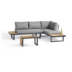 Salon de jardin 4 places Dcb Garden Tokyo - En bois d'acacia et aluminium - Gris anthracite