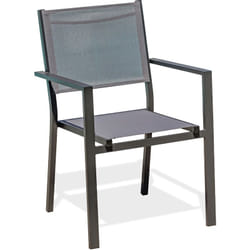 Dcb Garden - tolede - Fauteuil de jardin empilable en alu anthracite et toile plastifiée grise