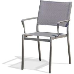 Dcb Garden - stockholm - Fauteuil de jardin empilable en aluminium et toile plastifiée grise