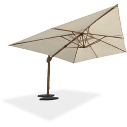 Sevilla - Parasol avec pied excentré en acier effet bois et toile grise Dcb Garden