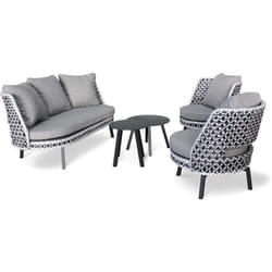 Agadir - Salon de jardin 4 places en aluminium gris anthracite Dcb Garden