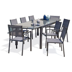 Tolede - Ensemble repas 8 places en aluminium anthracite et plateau verre Dcb Garden