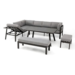 Ensemble repas de jardin - Gris anthracite - Aluminium - 9 places - antalya Dcb Garden