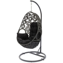 Dcb Garden - samoa - Balancelle de jardin en résine gris anthracite avec coussin noir