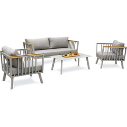 Dcb Garden - napoli - Salon de jardin 5 places en aluminium gris