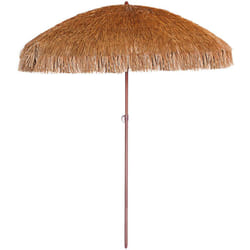 Dcb Garden - hawai - Parasol marron clair à franges en acier finition bois naturel