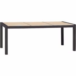 Table de jardin fixe en aluminium gris anthracite avec plateau céramique beige aspect pierre naturelle. DIMENSIONS L 195 x l ...