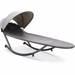 Bain de soleil basculant avec tètière et brise-soleil. Structure en acier gris anthracite, assise, dossier et tètière en toil ...