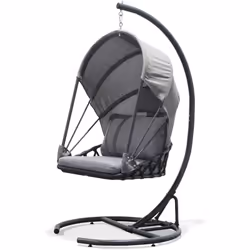 Description générale Siège suspendu de jardin avec une structure en acier anthracite et un tissu gris. Il est conçu pour offr ...