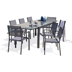 Tolede - Ensemble repas 8 places en aluminium anthracite et plateau verre Dcb Garden