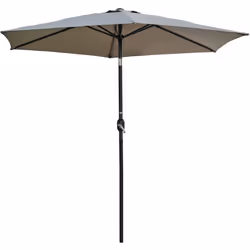 Parasol inclinable à toile ronde déperlante de 6m². Système d'ouverture et de fermeture du parasol par manivelle. Pied de par ...