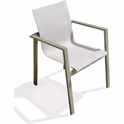 Fauteuil de jardin empilable en toile plastifiée grise et aluminium kaki. DIMENSIONS L 58 x l 58 x H 84 cm Assise : L 44 x l  ...